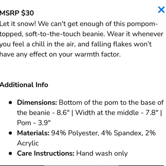 NWT Lemon Pompom Beanie Cream Soft Cozy - Picture 3 of 3